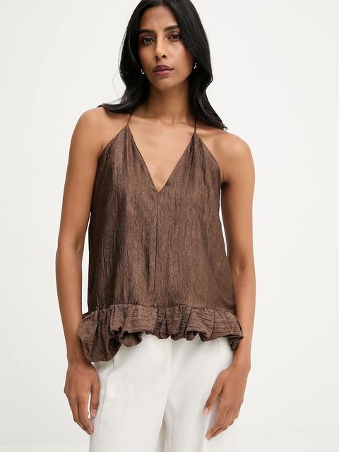 Answear.LAB bluzka damska kolor brązowy gładka