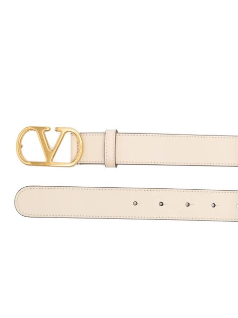 Valentino Garavani logo-plaque belt - Neutrals