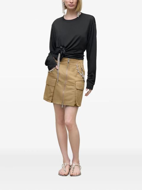 AREA crystal-embellished mini skirt - Neutrals