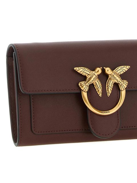 PINKO Love Simply metallic buckle flap wallet - Brown