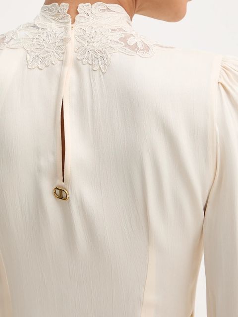 Twinset sukienka kolor beżowy mini rozkloszowana 252TT2245