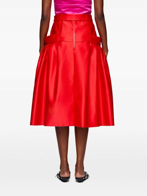 GANNI belted midi skirt - Red