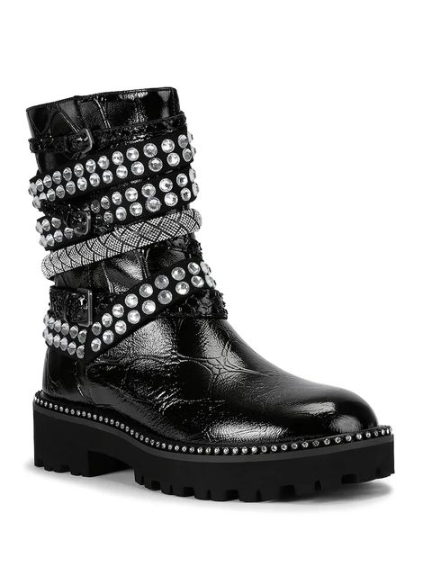 Kurt Geiger London botki skórzane Multi Strap Flat Boot damskie kolor czarny na platformie 4994309419 - zdjęcie produktu nr 2