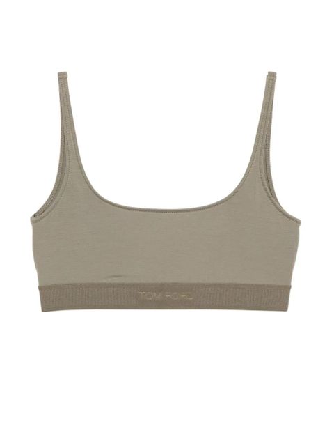TOM FORD logo-embroidered bra - Green - zdjęcie produktu nr 1