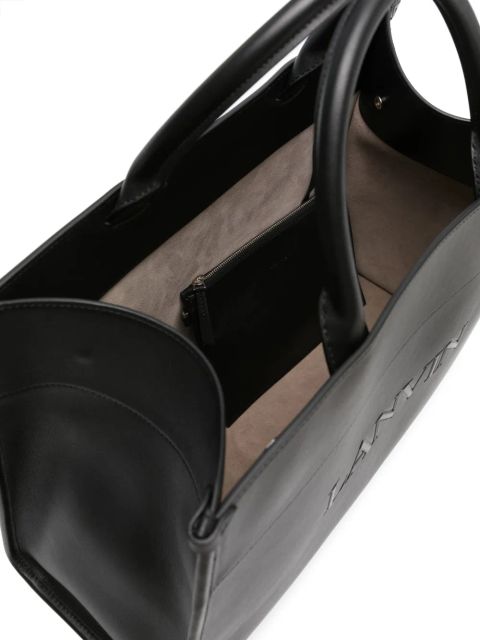 Lanvin logo-embossed leather tote bag - Black