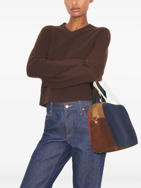 Tory Burch colorblock suede satchel bag - Blue