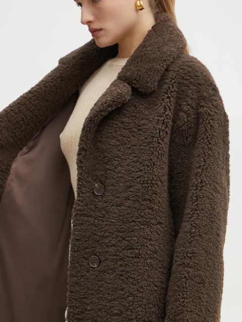 Guess płaszcz ALINA damski kolor brązowy przejściowy W3BL86 WF2C2