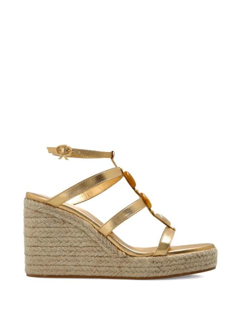 Gianvito Rossi beaded strappy wedge trainers - Gold - zdjęcie produktu nr 1