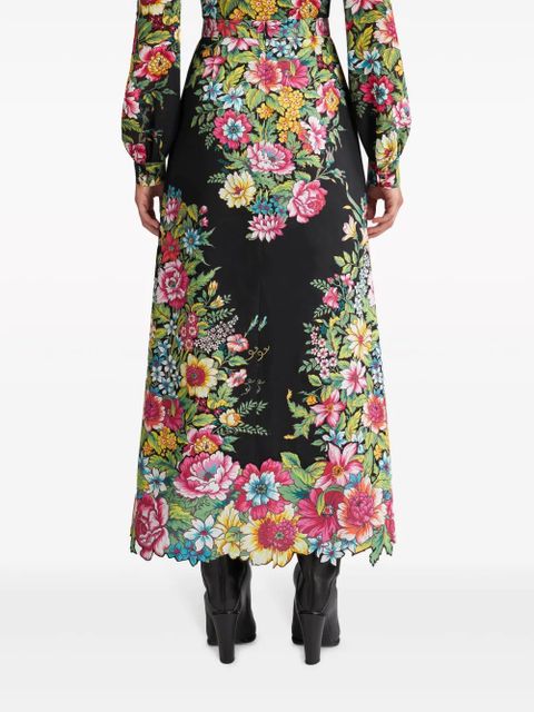 ETRO floral-print cotton maxi skirt - Black