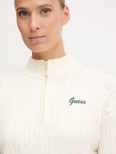 Guess sweter LAVINIA damski kolor beżowy lekki z półgolfem V5BR02 Z0572
