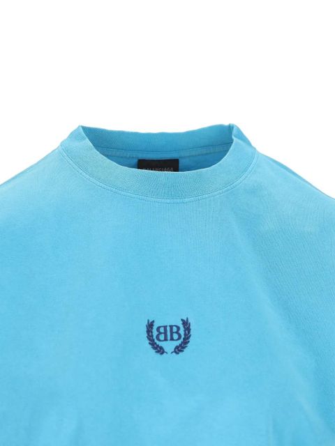 Balenciaga short-sleeve logo-embroidery T-shirt - Blue