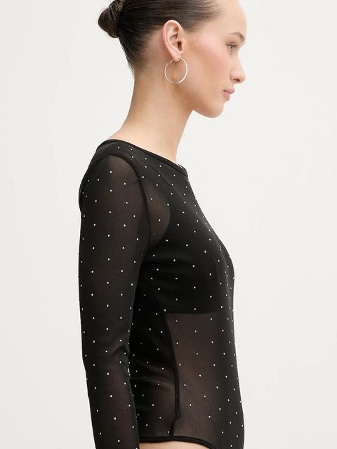 Never Fully Dressed body damska kolor czarny z aplikacją NFDTO1990