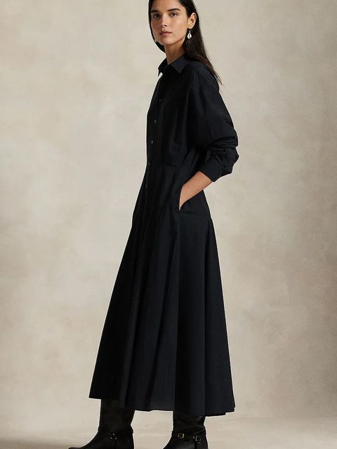 Polo Ralph Lauren sukienka bawełniana kolor czarny maxi rozkloszowana 211972042 - zdjęcie produktu nr 1