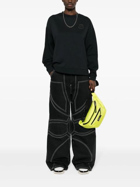 Moncler rubberised-logo panelled sweatshirt - Blue