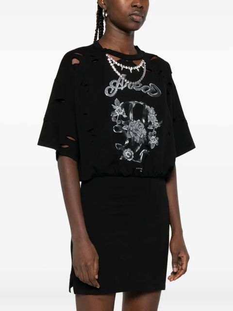 AREA distressed mini dress - Black