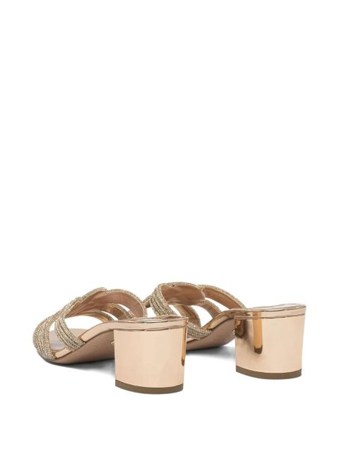 Aquazzura Felix crystal-embellished block-heel sandals - Neutrals