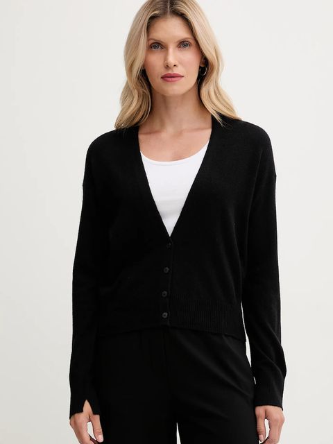United Colors of Benetton kardigan z dodatkiem wełny damski kolor czarny lekki 102HD6052 - zdjęcie produktu nr 1