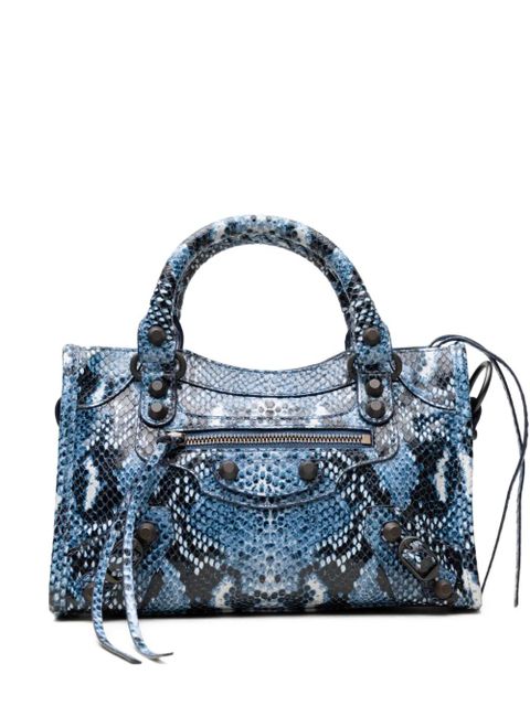 Balenciaga mini City snakeskin-effect tote bag - Blue - zdjęcie produktu nr 1