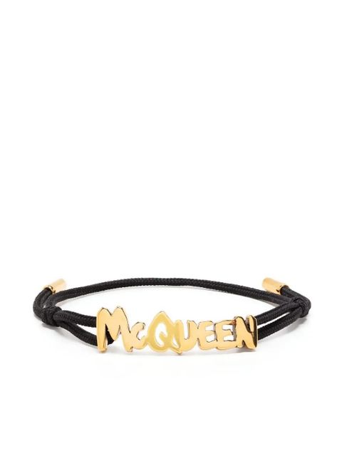 Alexander McQueen logo lettering adjustable bracelet - Black - zdjęcie produktu nr 1