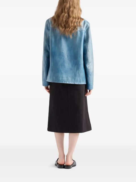 Prada washed leather jacket - Blue