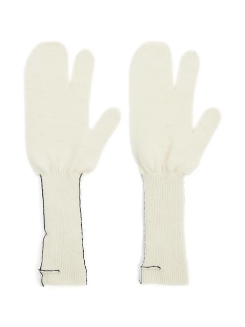 MM6 Maison Margiela contrast-trim ribbed-knit gloves - Neutrals - zdjęcie produktu nr 2