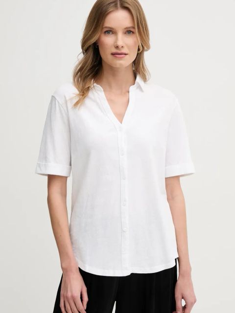 Mos Mosh koszula damska kolor biały regular z kołnierzykiem klasycznym 168620