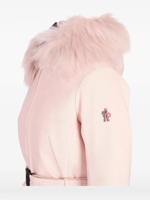 Moncler Grenoble fur trim belted coat - Pink