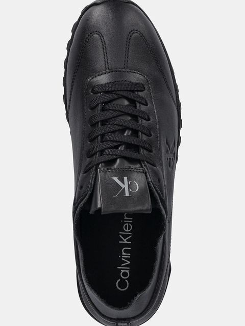 Calvin Klein sneakersy skórzane LOW PROFILE RUNNER LTH MG damskie kolor czarny YW0YW02049
