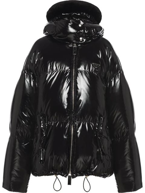 Prada high-shine puffer jacket - Black