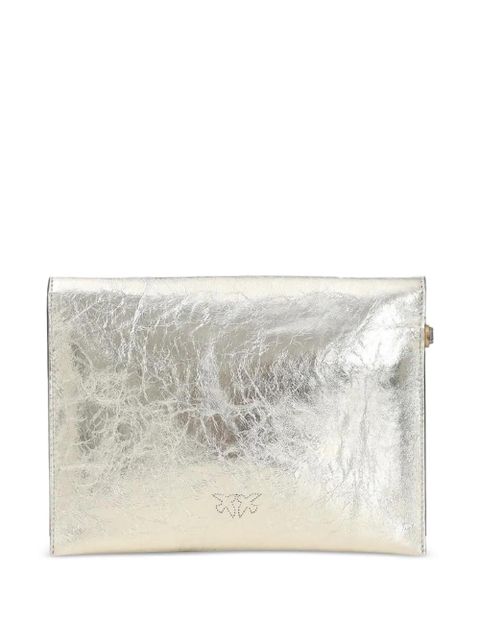 PINKO metallic-effect leather clutch bag - Gold