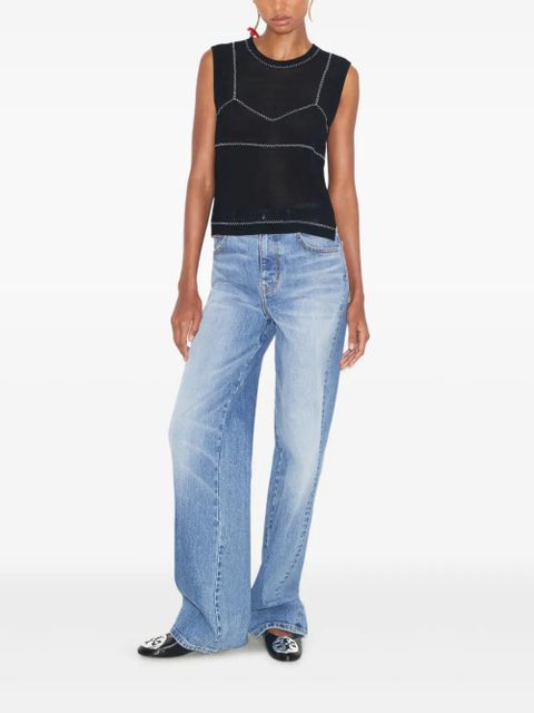 Tory Burch mesh-panel sleeveless top - Black - zdjęcie produktu nr 2