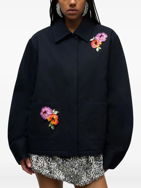 AREA embroidered-flower cargo jacket - Blue