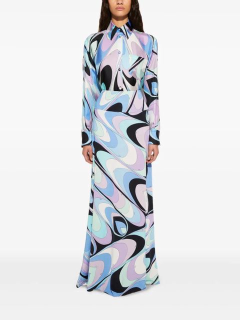 PUCCI onde-print pocket silk shirt - Blue