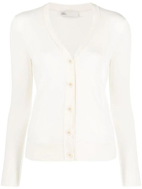Tory Burch logo-buttons knit cardigan - White - zdjęcie produktu nr 1