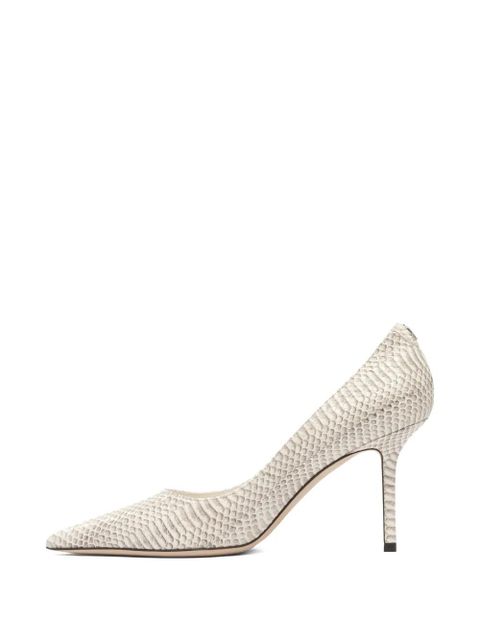 Jimmy Choo 85mm Love snakeskin-effect pointed-toe pumps - Grey - zdjęcie produktu nr 2