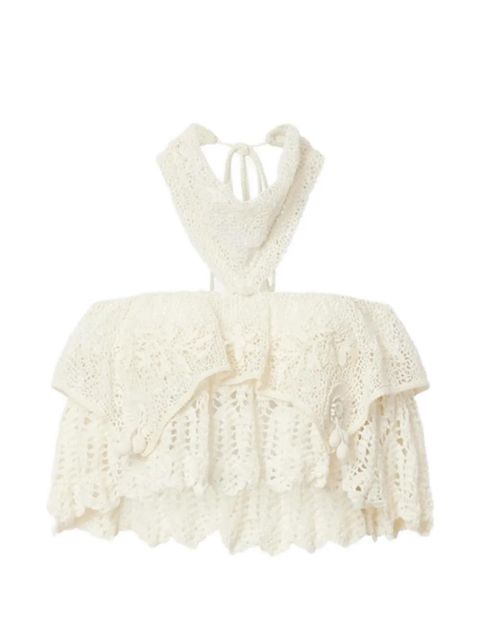 ISABEL MARANT Dunvel backless crochet cotton top - Neutrals - zdjęcie produktu nr 1