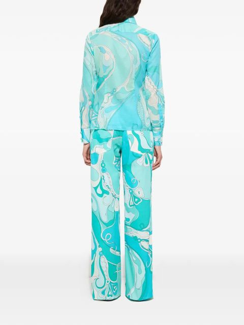PUCCI Orchidee-print cotton shirt - Blue