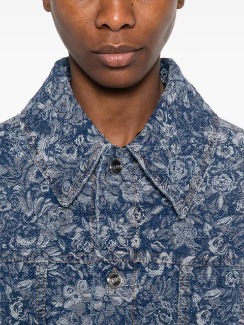 GANNI floral cropped jacket - Blue