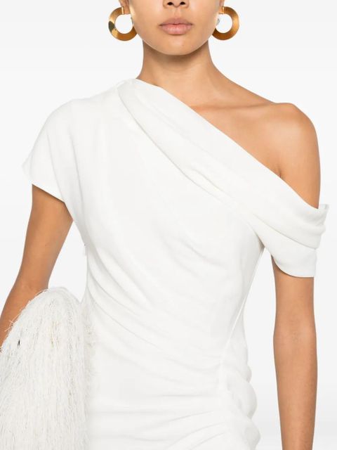 Simkhai Kally draped asymmetric-shoulder maxi dress - White