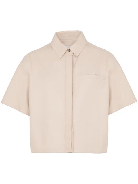 Yves Salomon cropped leather overshirt - Neutrals - zdjęcie produktu nr 1