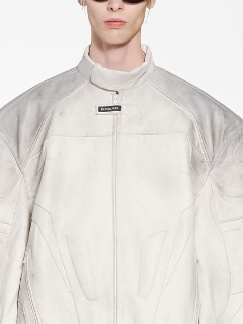 Balenciaga zip-up leather coat - White