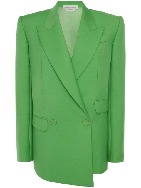 Alexander McQueen double-breasted drop hem blazer - Green - zdjęcie produktu nr 1
