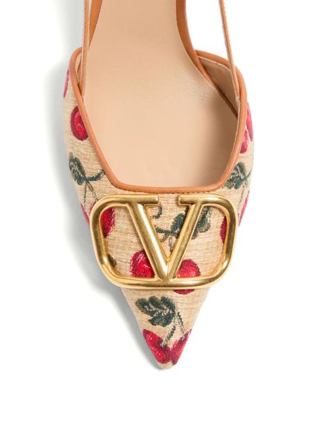 Valentino Garavani 80mm VLogo Signature cherryfic-print pumps - Neutrals - zdjęcie produktu nr 2