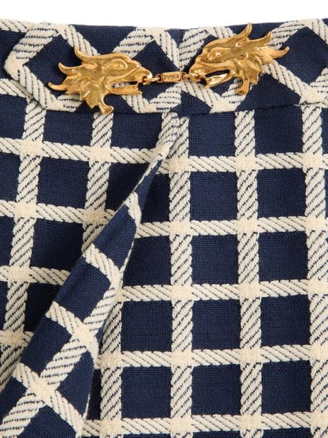 Valentino Garavani dragon-detail checked midi skirt - Blue