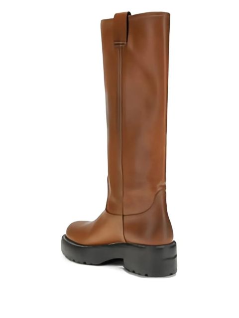 Miu Miu 55mm platform lug-sole knee-high boots - Brown