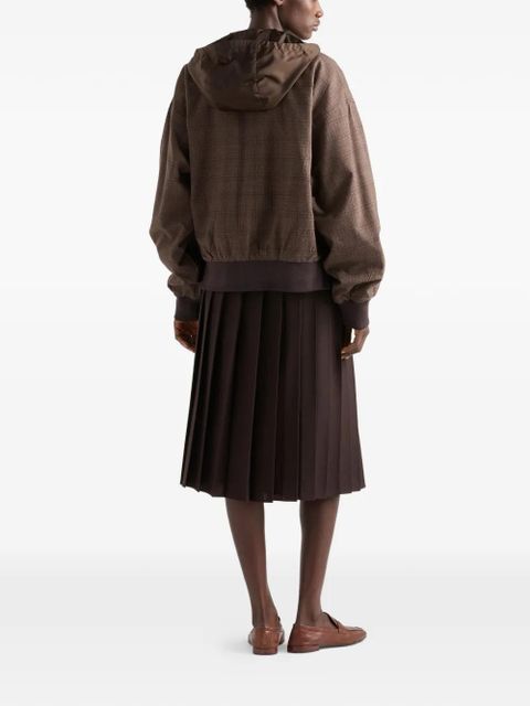 Prada pleated rush stitch midi skirt - Brown