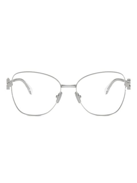 Miu Miu Eyewear cat-eye frame temple-detail glasses - Silver - zdjęcie produktu nr 1