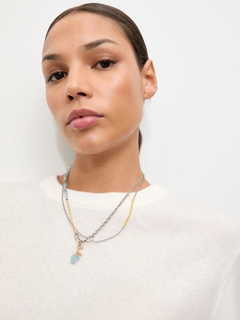 Answear.LAB naszyjnik z akwamarynem, ręcznie wykonany, ze srebra pokrytego złotem - zdjęcie produktu nr 1