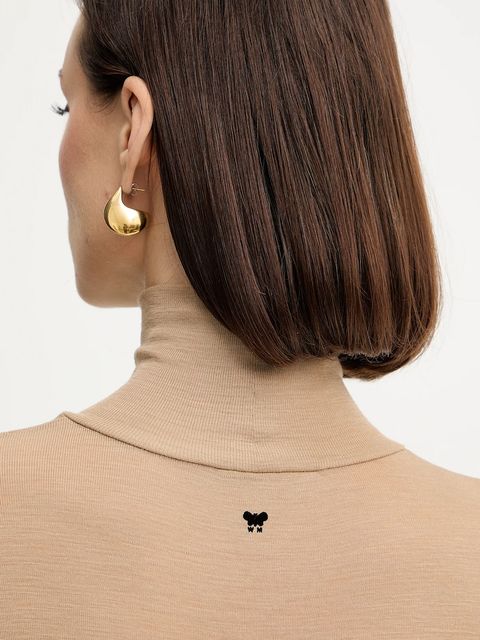 Weekend Max Mara longsleeve z dodatkiem wełny TESEO kolor beżowy z golfem 2525946052600