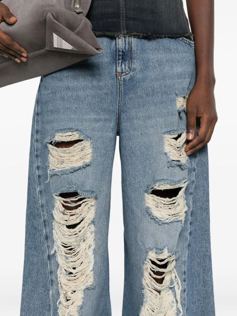 Blumarine distressed frayed jeans - Blue